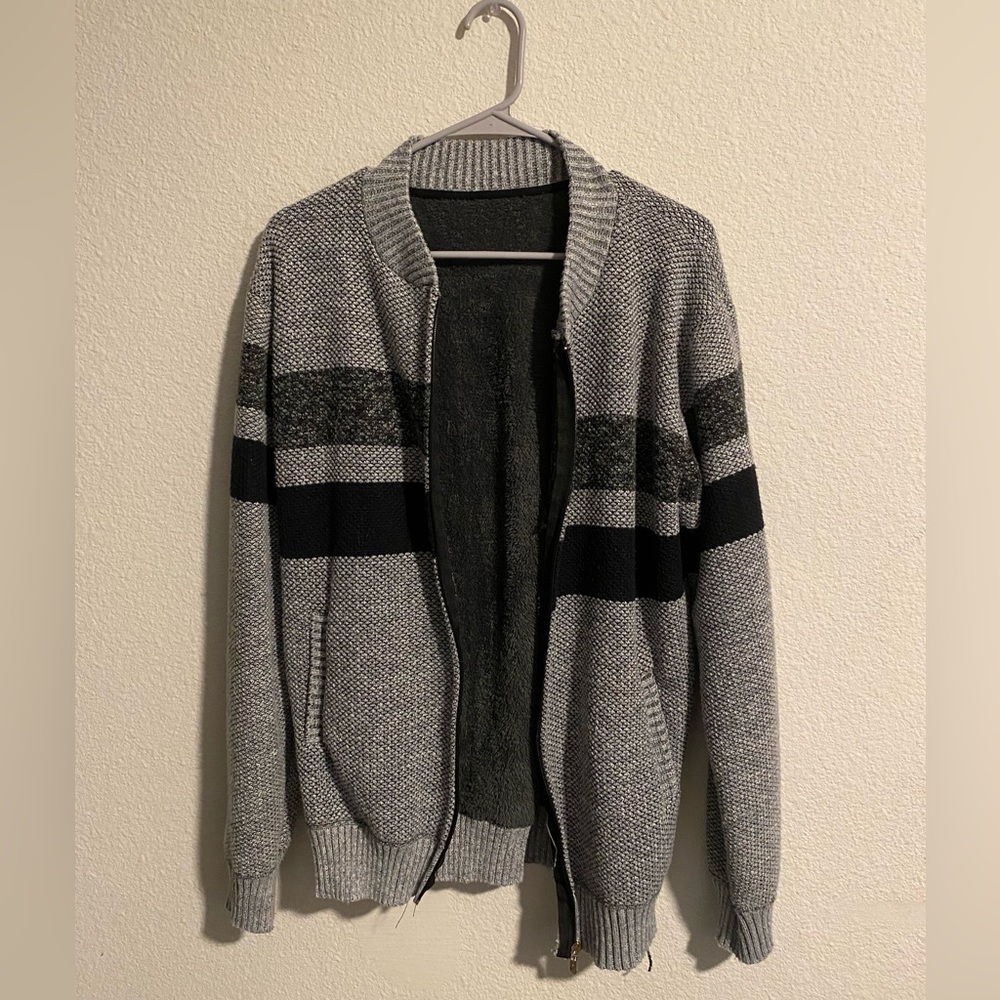 Men’s Heavy Fleece-Lined Stripe Coat/Jacket